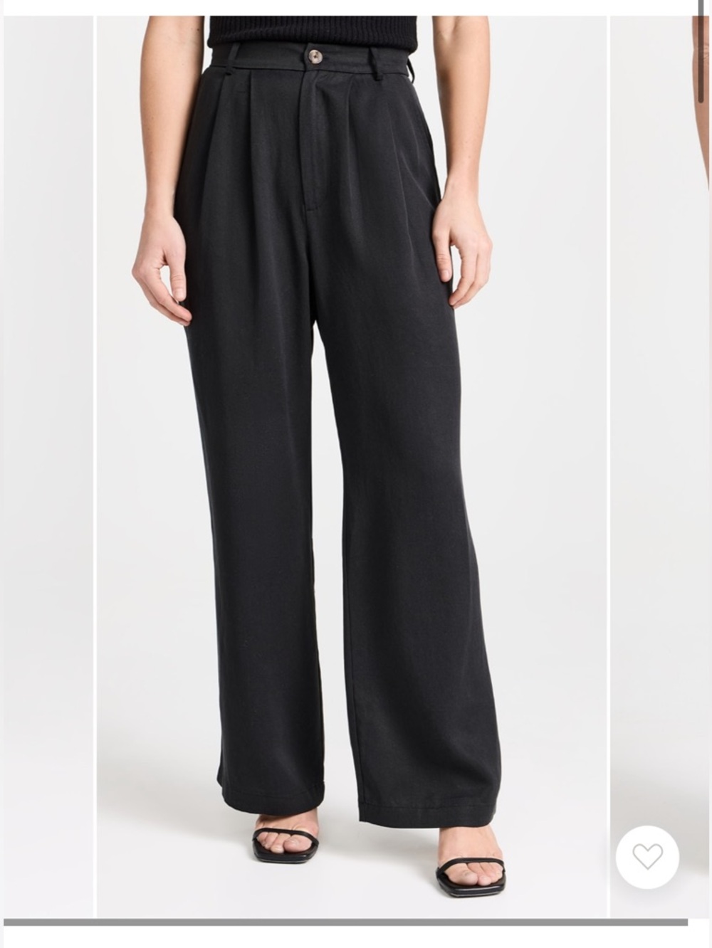 Reformation Black Wide-Leg High-Rise Trousers